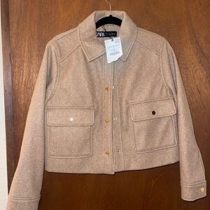 Zara Beige Wool Blend Jacket